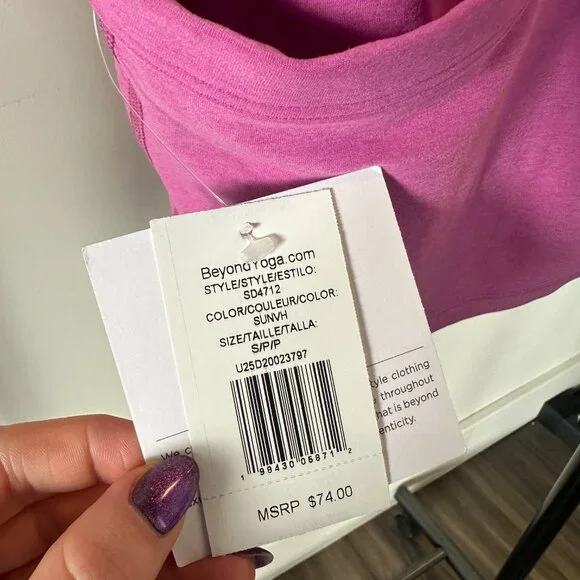 NWT Beyond Yoga Spacedye On the Up Cropped Tank, Pink/purple color - Picture 3 of 4
